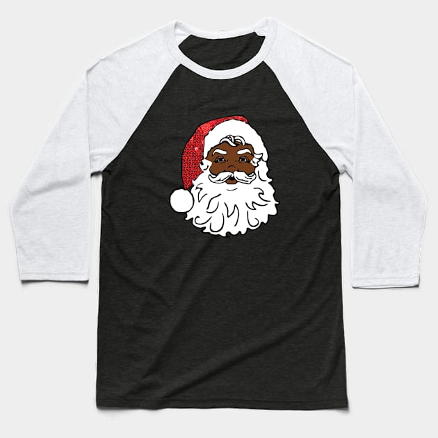 black santa claus christmas Baseball T-Shirt by gossiprag